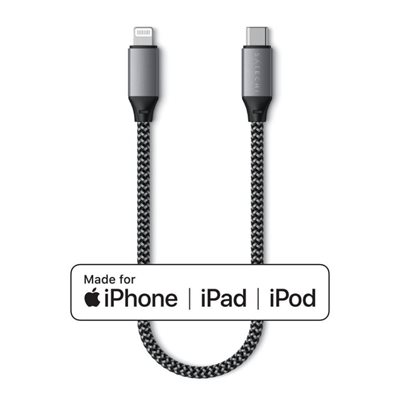 Satechi (Outlet) Lightning - USB-C -kaapeli, MFI, 0,25m, gunmetal