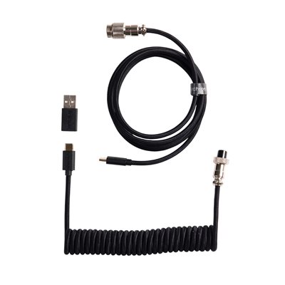 Keychron Coiled Aviator Cable 8K - Straight, näppäimistön kierrekaapeli, musta