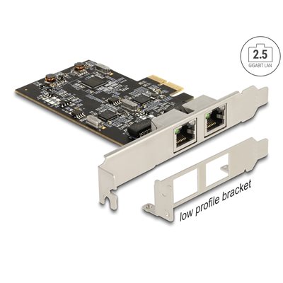 DeLock 2x RJ‑45 2.5 Gigabit Ethernet ‑verkkokortti, PCIe