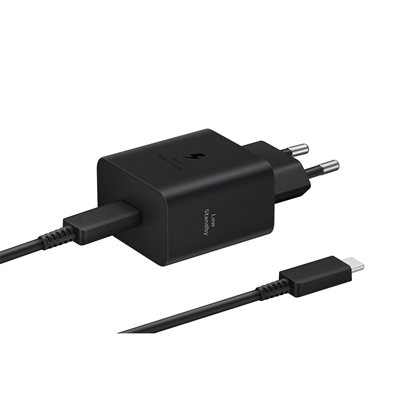 Samsung 45W GaN -laturi, USB-C, kaapelilla, musta