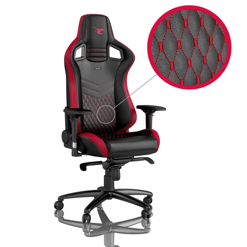 noblechairs EPIC Gaming Chair - mousesports Edition, keinonahkaverhoiltu pelituoli, musta/punainen