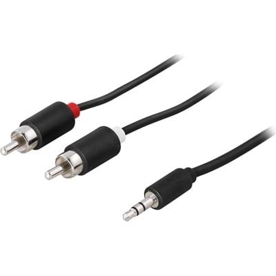 Deltaco 3,5mm - 2x RCA -äänikaapeli, uros-uros, 0,5m, musta