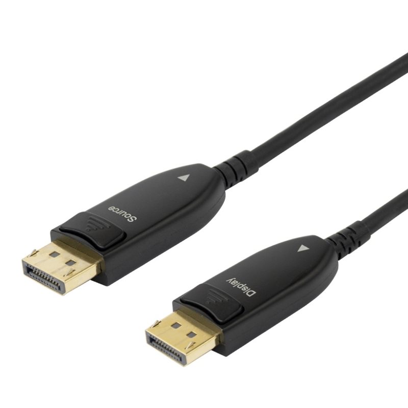 Deltaco (Outlet) DisplayPort 1.4 aktiivinen optinen kaapeli, 8K@30Hz, 10m, musta