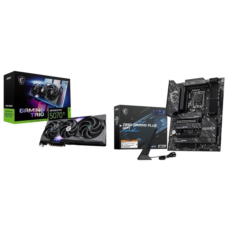 MSI GeForce RTX 5070 Ti GAMING TRIO OC PLUS + Z890 GAMING PLUS WIFI -tuotepaketti