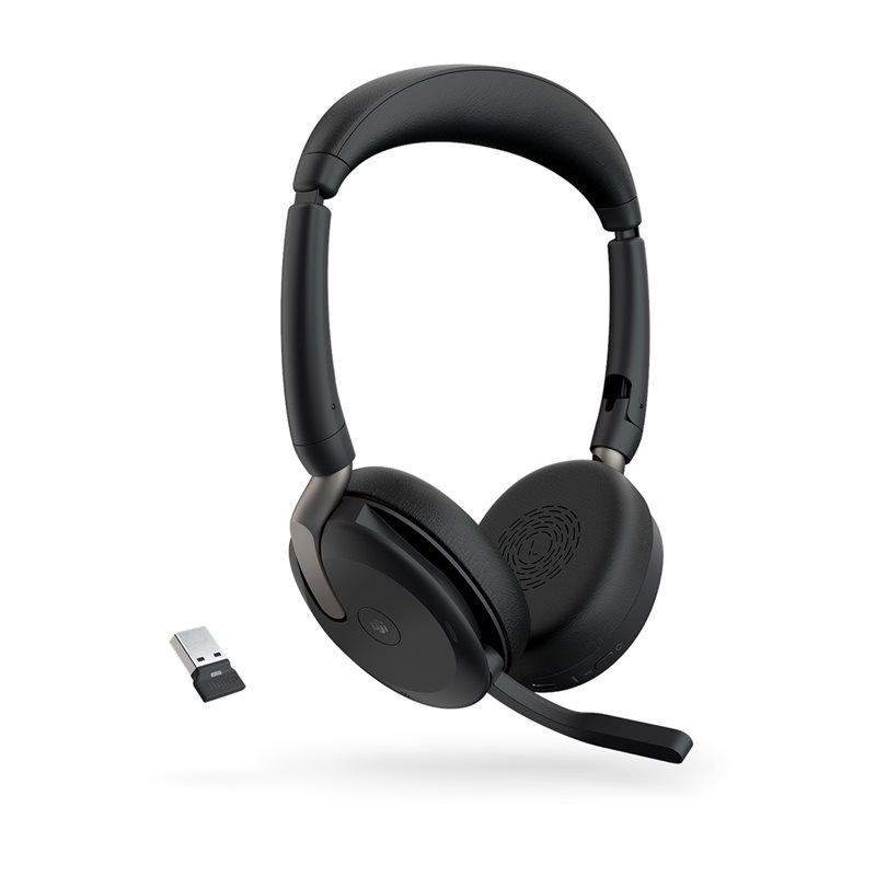 Jabra Evolve2 65 Flex MS langattomat Bluetooth -kuulokkeet mikrofonilla, Link380A USB-A dongle, lataustela