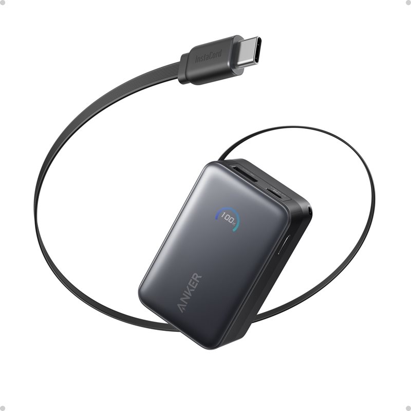 Anker 10000 mAh Nano Power Bank, varavirtalähde, 2x USB-C, USB-A, musta