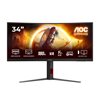 AOC (Outlet) 34" CU34G4, kaareva 180Hz WQHD-pelimonitori, musta/punainen