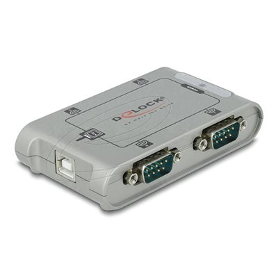DeLock 2.0 USB-B -> 4x sarja (serial) -sovitin, harmaa