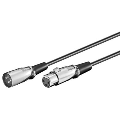 Deltaco XLR -äänikaapeli, 3-pin, uros-naaras, 2m, musta