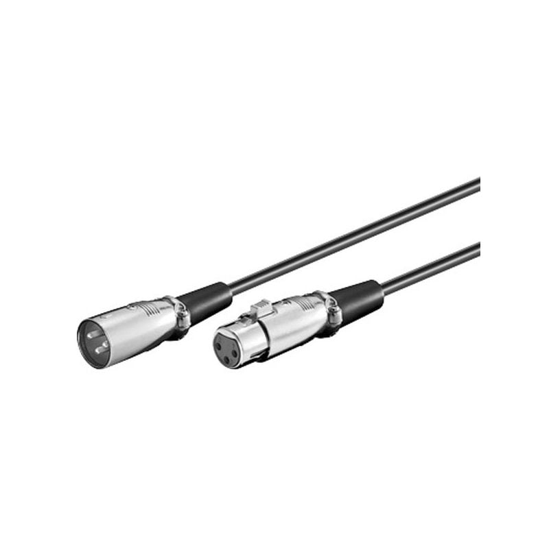 Deltaco XLR -äänikaapeli, 3-pin, uros-naaras, 2m, musta