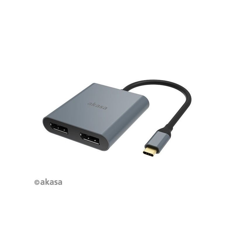 Akasa USB-C -> Dual DisplayPort MST -adapteri