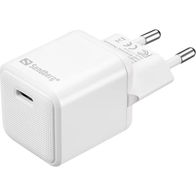Sandberg 20W verkkovirtalaturi, USB-C PD, valkoinen
