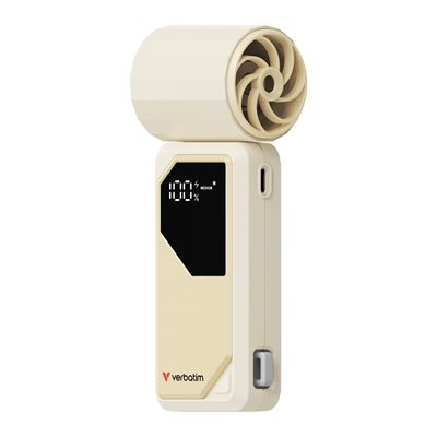 Verbatim Cool 'n' Go AirJet, ladattava käsituuletin, valkoinen/hopea