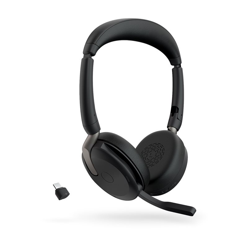 Jabra Evolve2 65 Flex MS langattomat Bluetooth -kuulokkeet mikrofonilla, Link380A USB-C dongle, musta