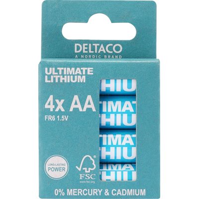 Deltaco AA/LR06 Lithium -paristo, 4kpl