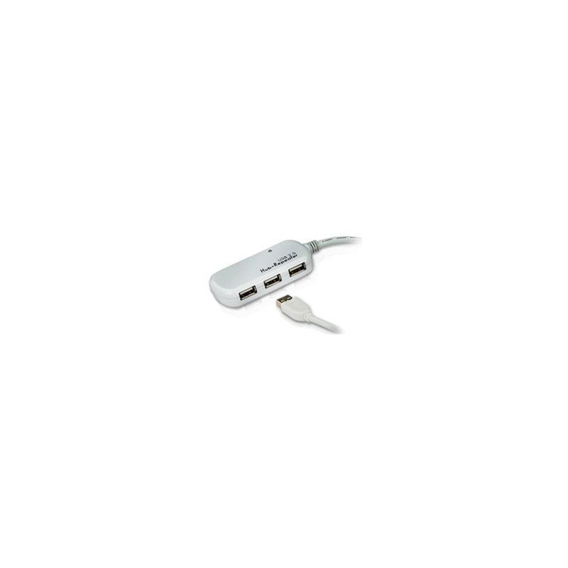 Aten 2.0 USB-A jatkokaapeli hubilla, USB uros -> 4x naaras, 12m, valkoinen