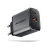AXAGON 67W verkkovirtalaturi, USB-C + USB-A, PD3.0/QC3, harmaa