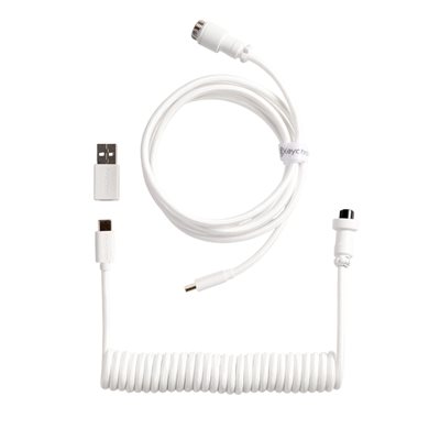 Keychron Coiled Aviator Cable 8K - Straight, näppäimistön kierrekaapeli, valkoinen