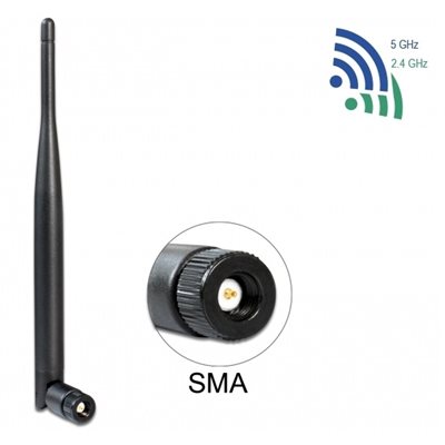 DeLock WiFi5 ympärisäteilevä antenni, SMA, 4 - 5 dBi, 802.11 ac/a/b/g/n, musta