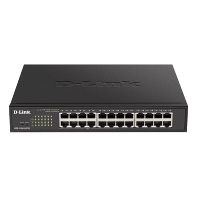 D-Link DGS 1100-24PV2, 24-porttinen smart-kytkin, PoE (100W), musta