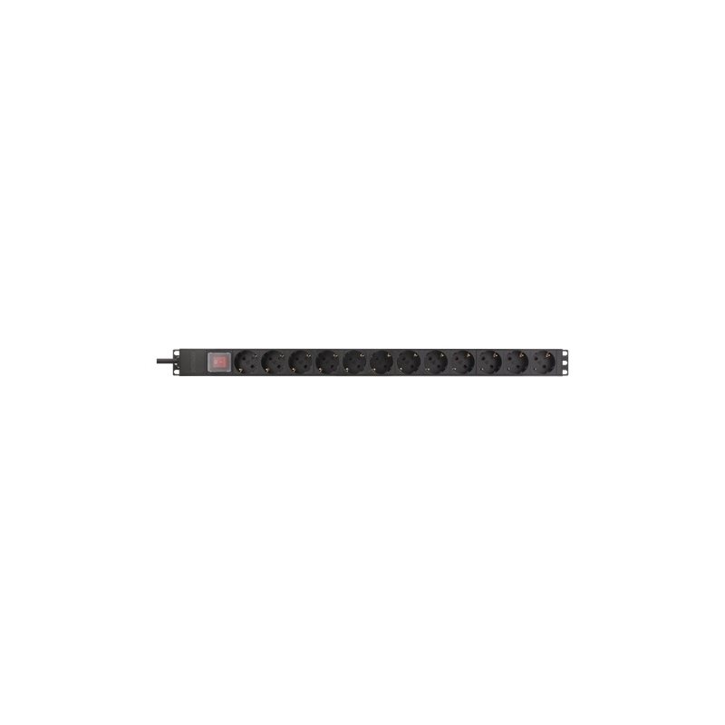 Deltaco (B-stock) 19" virtapaneeli, 12 x CEE 7/4 -pistorasia, 3500W, musta