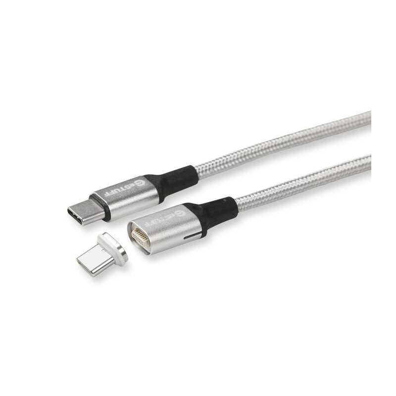 eSTUFF 2.0 USB-C -kaapeli, magneettinen, PD3.0 5A 100W, 2m, harmaa/musta