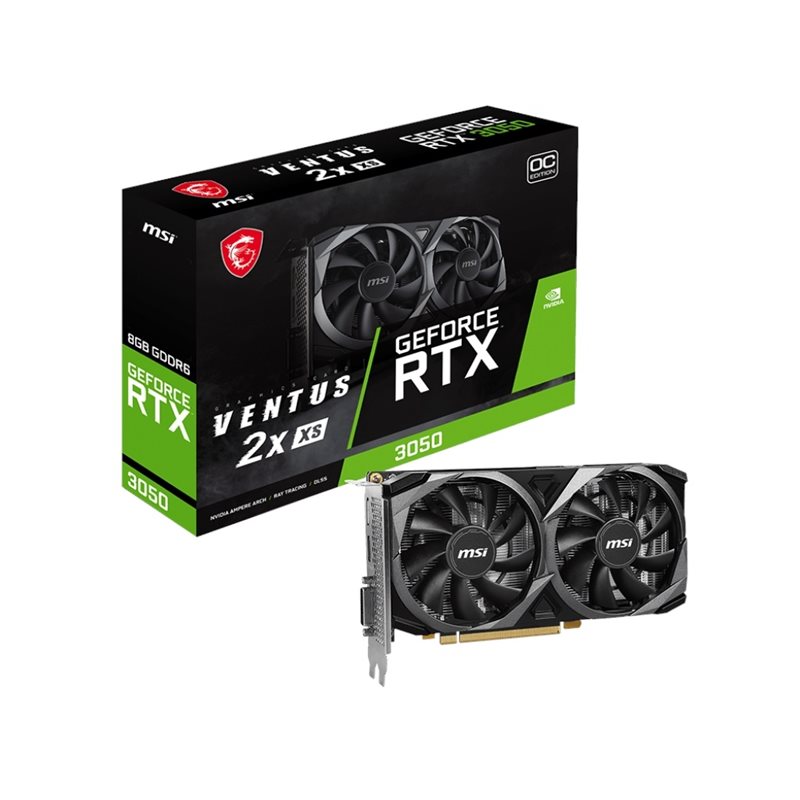 MSI GeForce RTX 3050 VENTUS 2X XS OC -näytönohjain, 8GB GDDR6