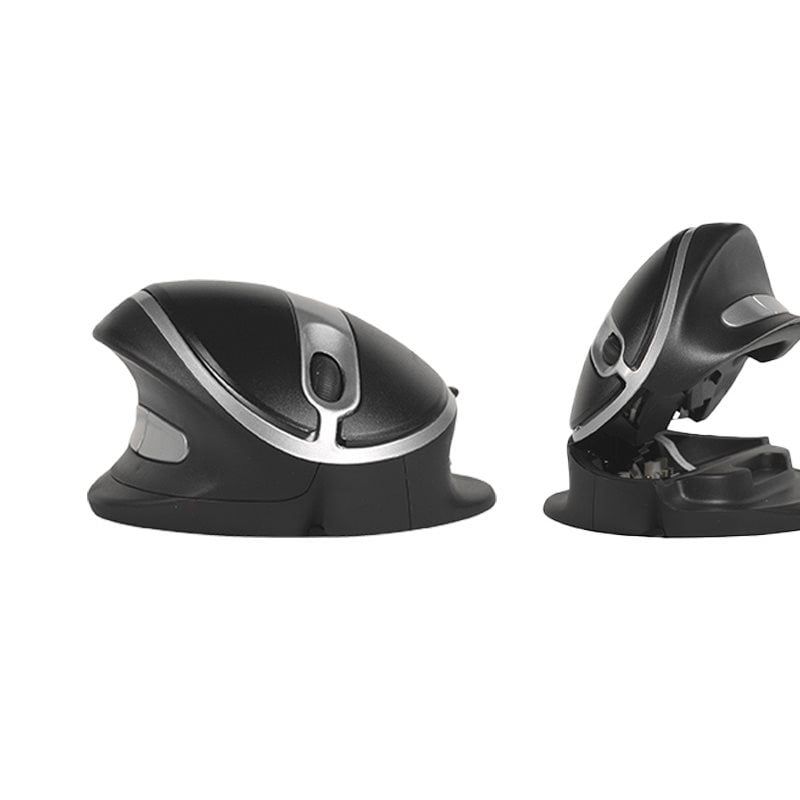 Bakker Elkhuizen Oyster Mouse Wireless, langaton ergonominen pystyhiiri, vasemmalle/oikealle kädelle, musta/hopea