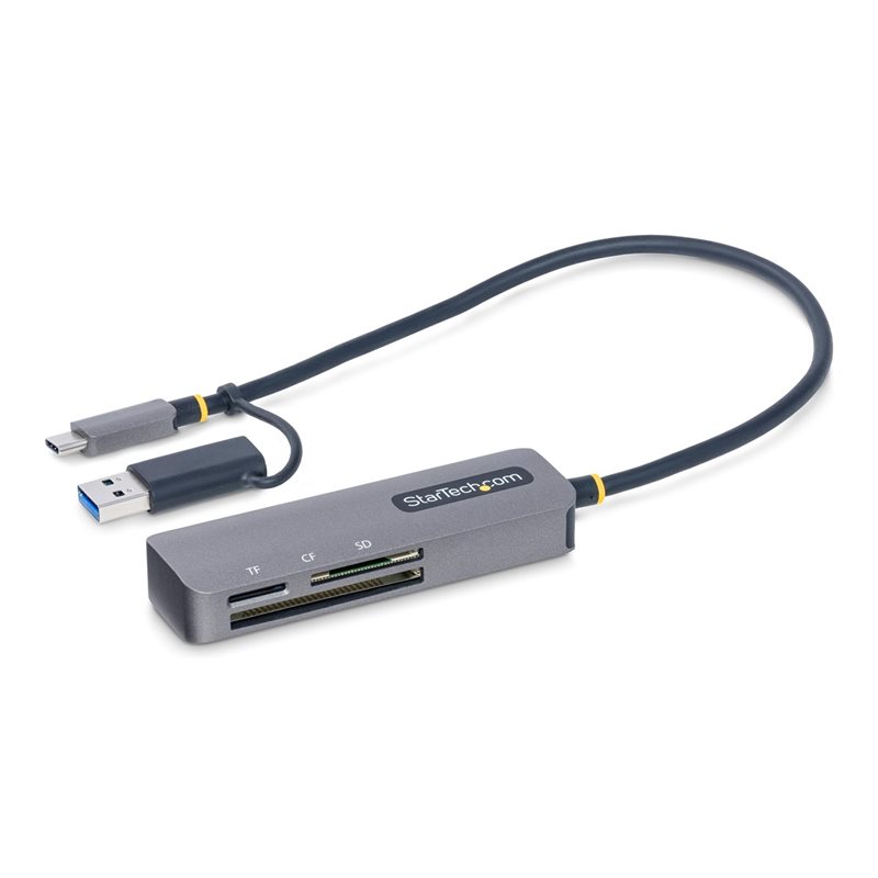 StarTech.com 3.2 Gen1 USB-C SD/mSD/CF -muistikortinlukija, hopea