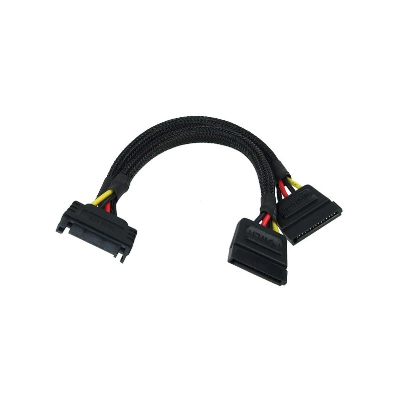 Phobya SATA power Y-haaroitin SATA socket muunnos 2x SATA plug 15cm - musta