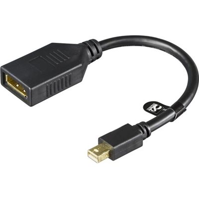 Deltaco Mini DisplayPort uros -  DisplayPort naaras, 0,15m, musta