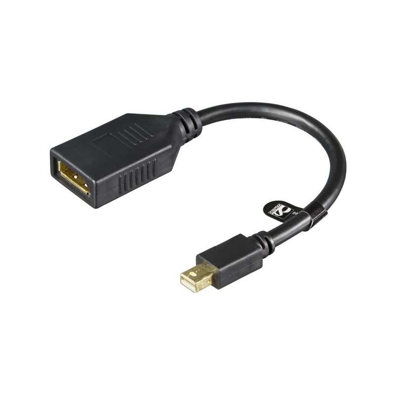 Deltaco Mini DisplayPort uros -  DisplayPort naaras, 0,15m, musta