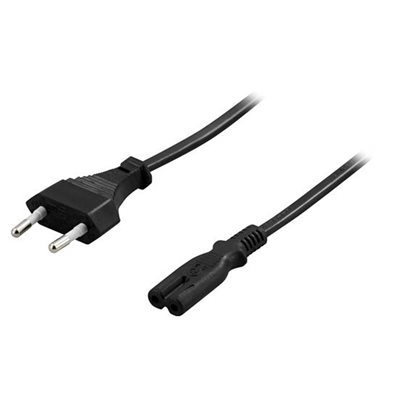 Deltaco Maadoittamaton laitekaapeli, CEE 7/16 -> C7, 0,5m, musta