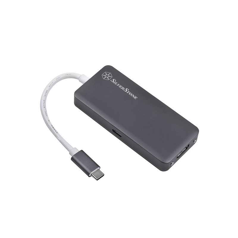 SilverStone EP14, USB Type-C -> USB 3.1 Gen1 x 3 -adapteri, harmaa/valkoinen