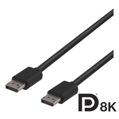 Deltaco DisplayPort 1.4 -näyttökaapeli, 2m, musta