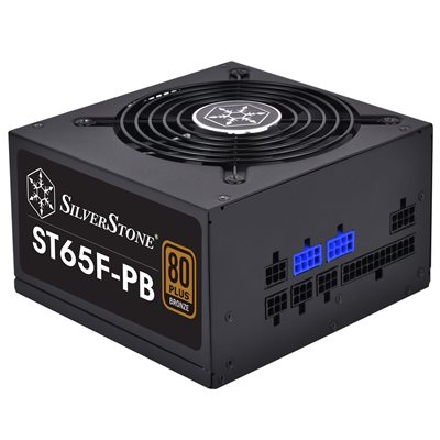 SilverStone 650W ST65F-PB, modulaarinen ATX-virtalähde, 80 Plus Bronze, musta