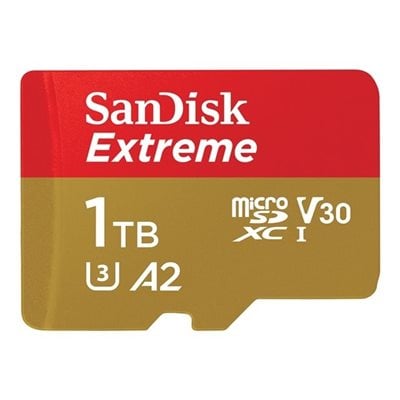 Sandisk 1TB Extreme, microSDXC -muistikortti, UHS-I V30 U3 A2, 190/130 MB/s