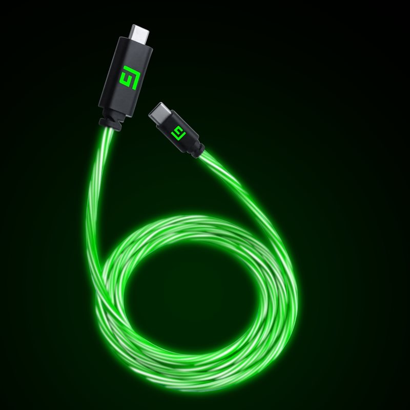 FLOATING GRIP LED USB-C/C -kaapeli, 3m, vihreä