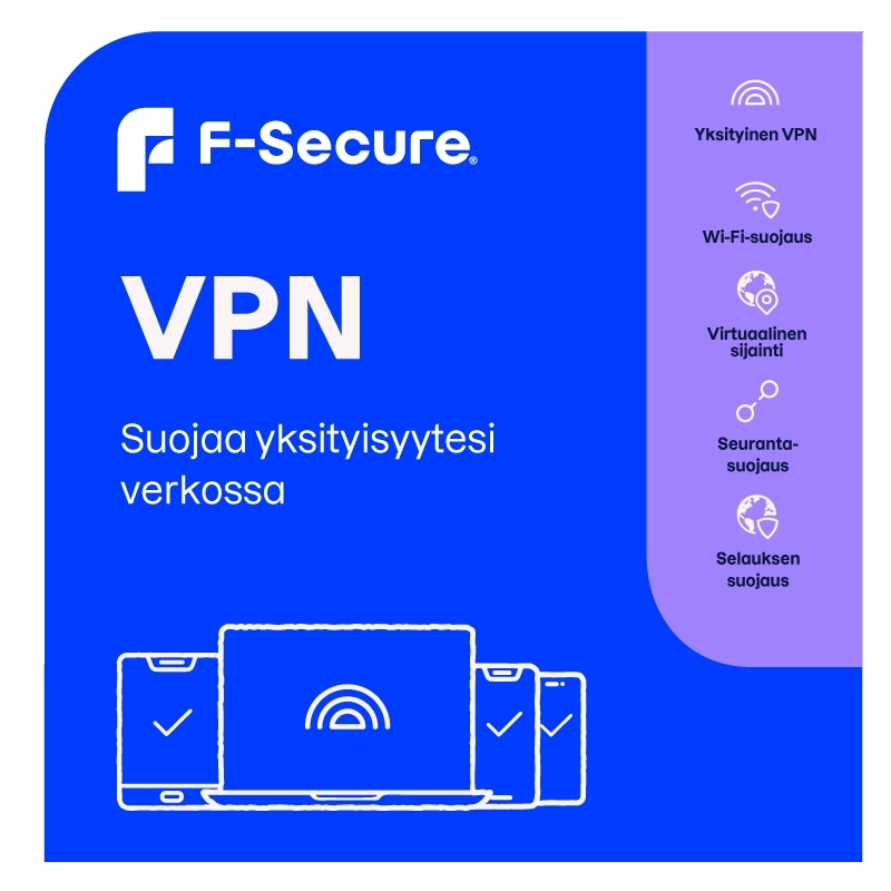 F-Secure VPN -tilauslisenssi, 1 vuosi, 10 laitetta, e-key
