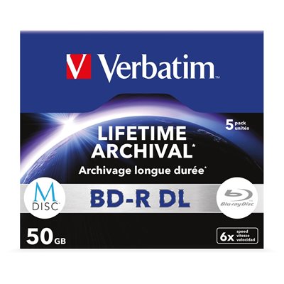 Verbatim MDISC Lifetime Archival BD-R DL 50GB, 6x, jewel case, 5kpl