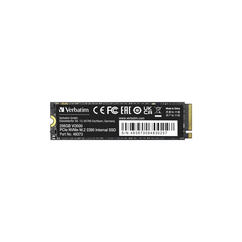 Verbatim 256GB Vi3000, NVMe SSD -levy, M.2 2280, PCIe 3.0 x4, 3100/1300 MB/s