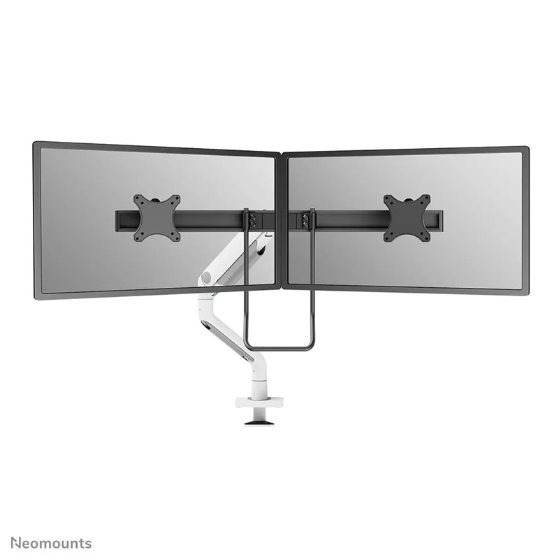 Neomounts 17-32" x2 NEXT ONE Desk Mount with Crossbar, näyttövarsi pöydälle kahdelle näytölle, valkoinen