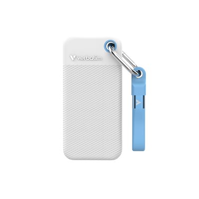 Verbatim 1TB Pocket Summer Edition, ulkoinen SSD-levy, 3.2 Gen2 USB-C, 1000/1000 MB/s, valkoinen