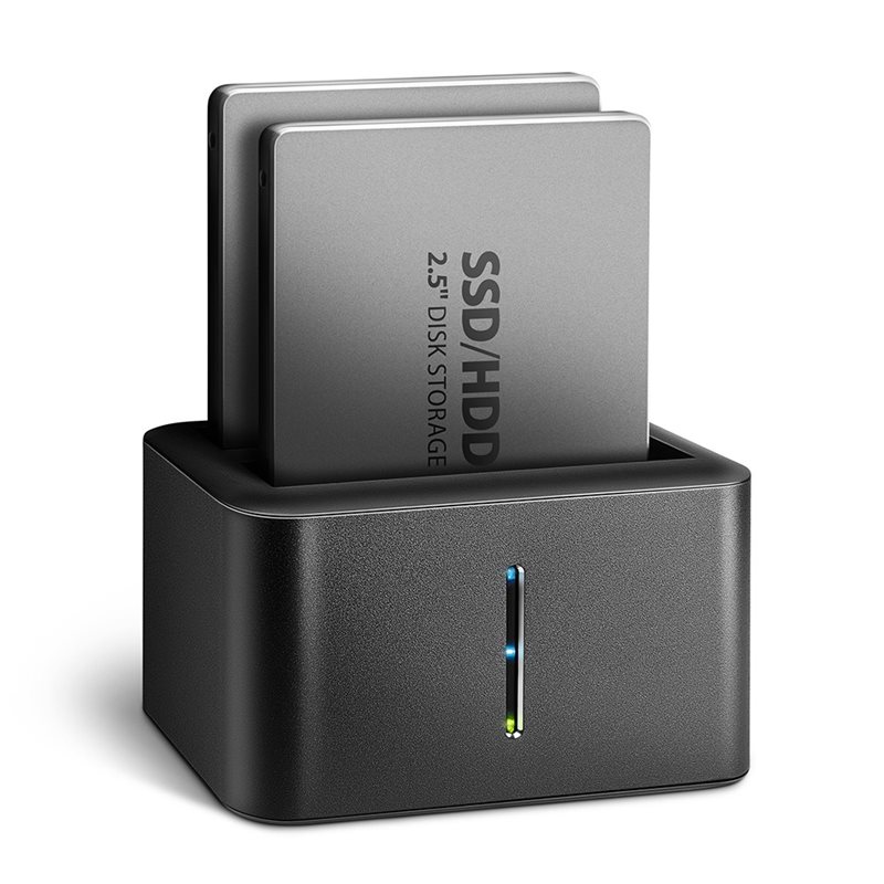 AXAGON (Outlet) Clone Dual SATA III 6G 2.5" HDD/SSD -telakointiasema, USB-A 3.2 Gen1, musta