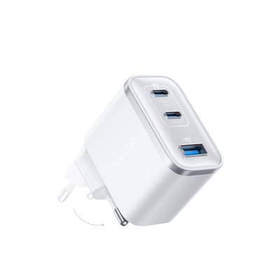 Anker 70W Nano Charger, GaN-verkkovirtalaturi, 2x USB-C, USB-A, valkoinen