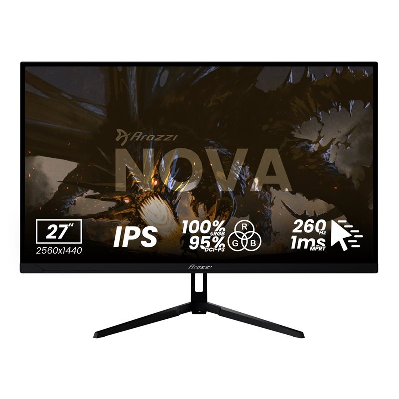 Arozzi 27" Nova IPS, 260Hz (OC) QHD -pelimonitori, musta