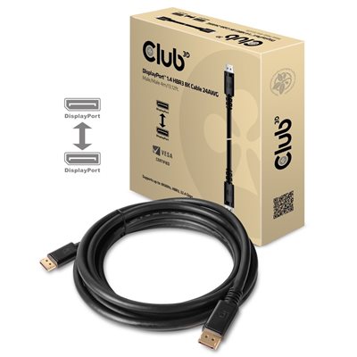 Club 3D DisplayPort 1.4 -näyttökaapeli, 4m, musta