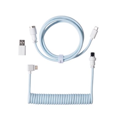 Keychron Coiled Aviator Cable 8K - Angled, näppäimistön kierrekaapeli, vaaleansininen