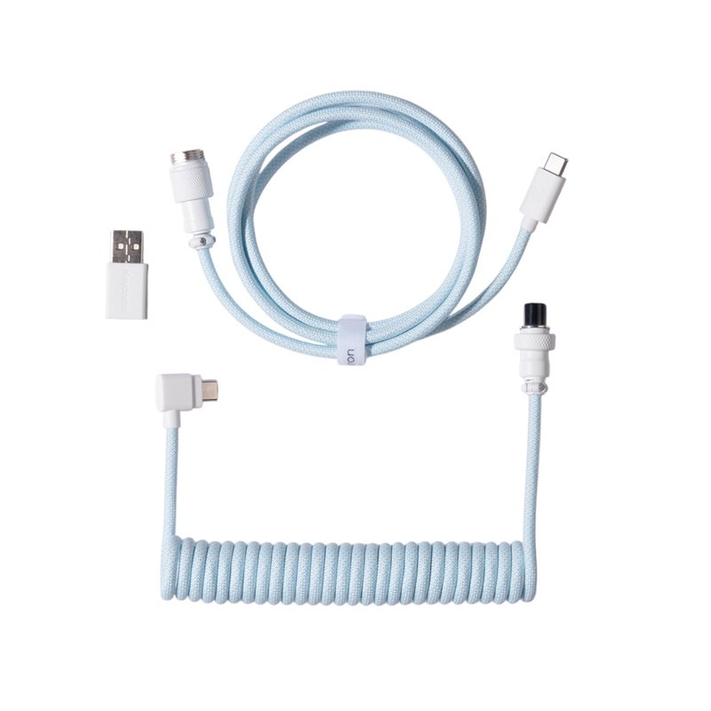 Keychron Coiled Aviator Cable 8K - Angled, näppäimistön kierrekaapeli, vaaleansininen