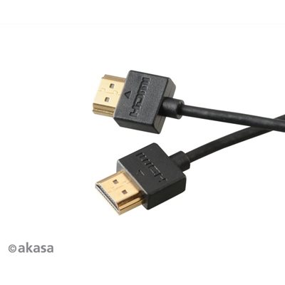 Akasa 1.4 HDMI -näyttökaapeli, ohut, 2m, musta